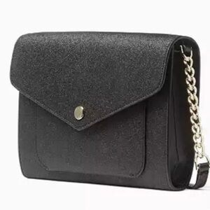 Kate Spade Glitter Tinsel Black Flap Crossbody K9336.